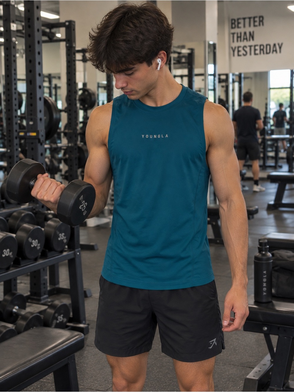 YoungLA Teal Performance Tank — Men's Athletic Muscle Tee